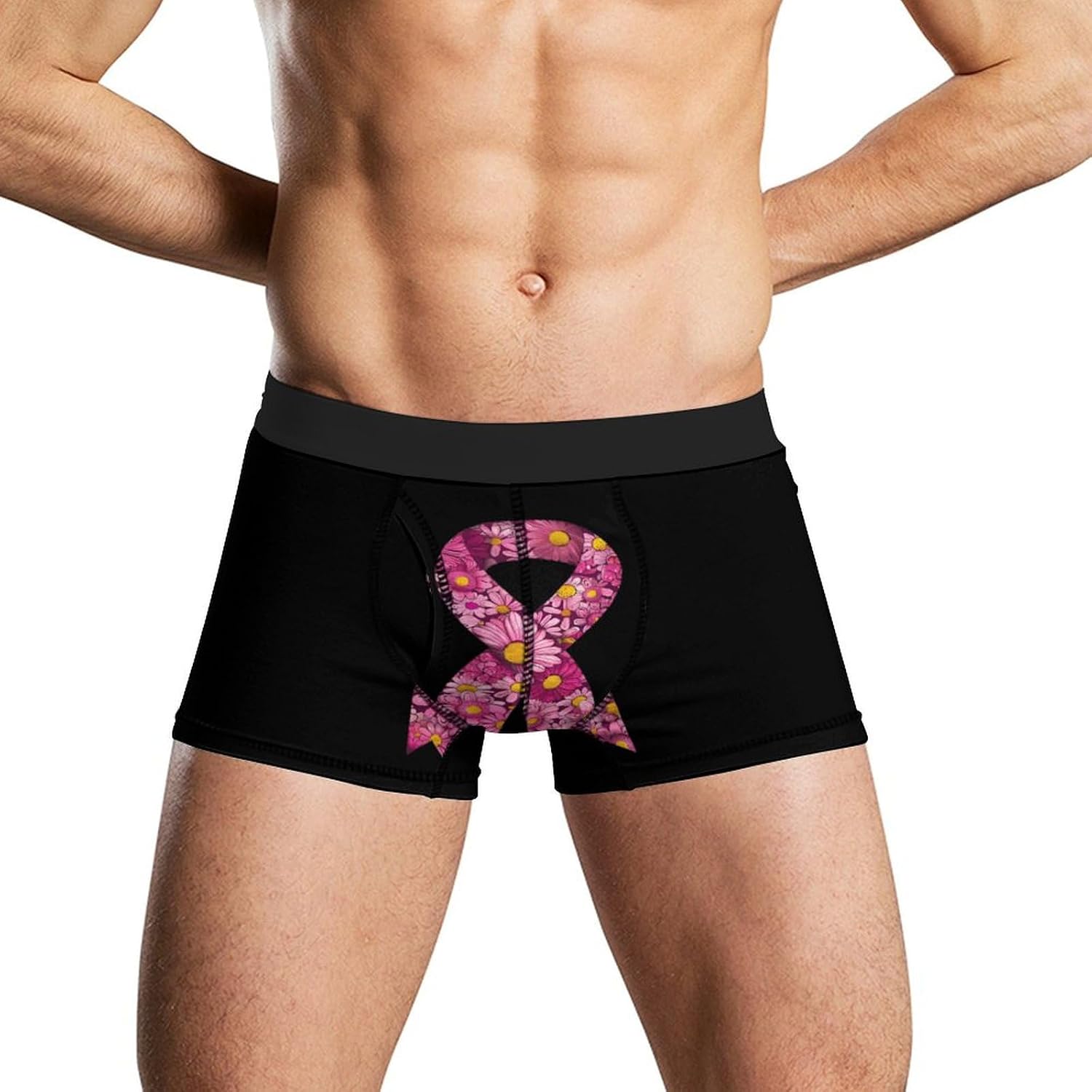 Flower Ribbon Canver Novelty Men's Trunks Soft Breathable Underwear Patterned Stretch Briefs