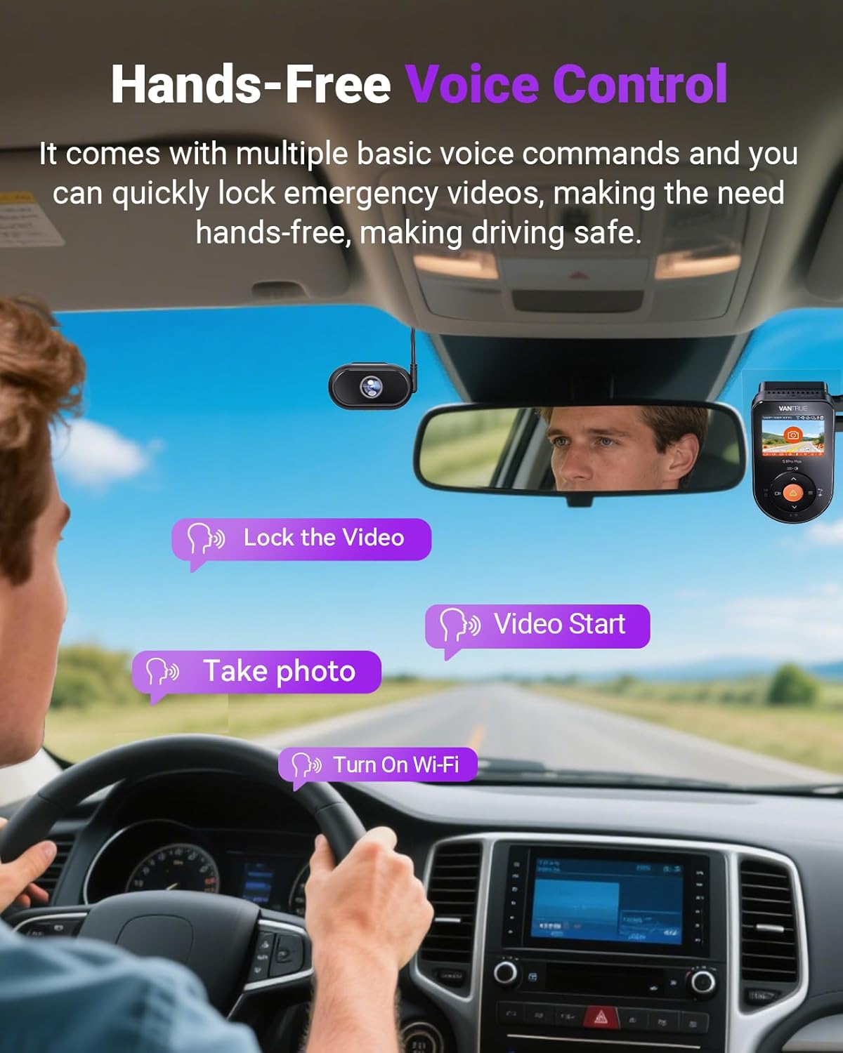 Vantrue S1 Pro DMS AI Dash Cam Front and Inside, ADAS, DMS, 2.7K 2 Channel Dash Camera, STARVIS 2 Dashcam, HDR Night Vision, 5G WiF i& GPS, APP/Voice Control, 24/7 Parking Mode, 1TB Max