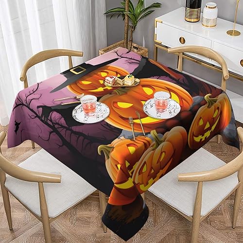 Mantel cuadrado divertido de calabazas de Halloween, 60 x 60 pulgadas, mantel de cocina, mantel decorativo para mesa de comedor para banquetes de
