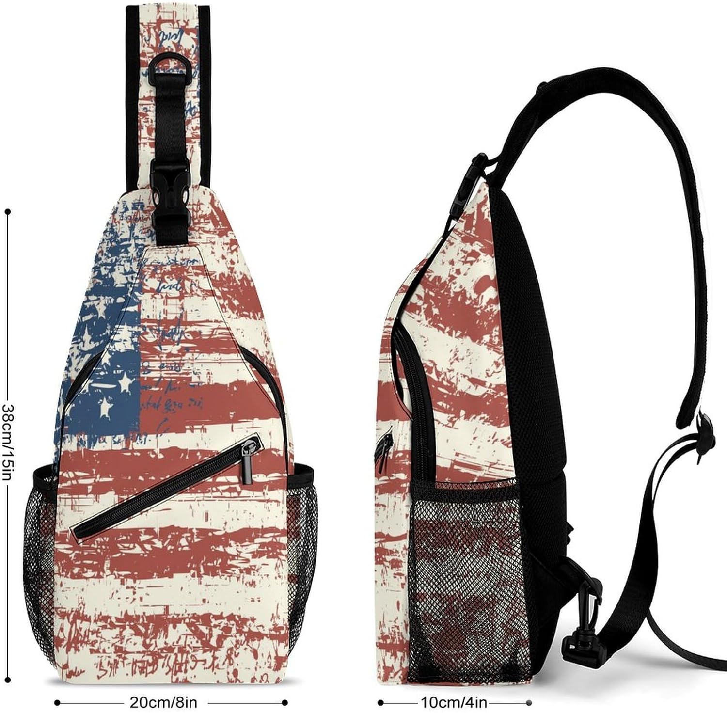 America Usa Flag Retro Sling Bag Crossbody Chest Bag Shoulder Bag For Travel Hiking Cycling Camping