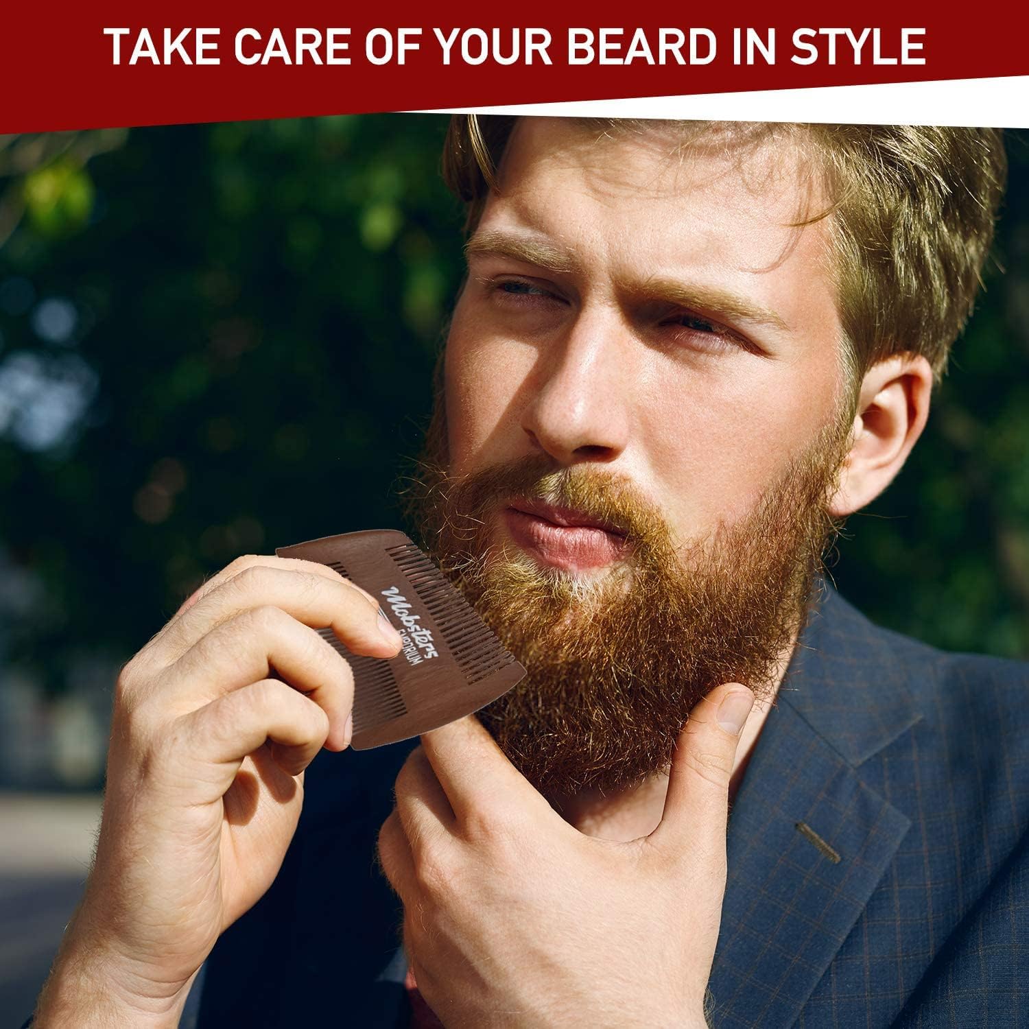Mobsters Emporium Beard Comb -, Pocket Sized Beard Combs for Men, Natural Wood Labour Comb with Sleek Case, Gift for Men - Image 5