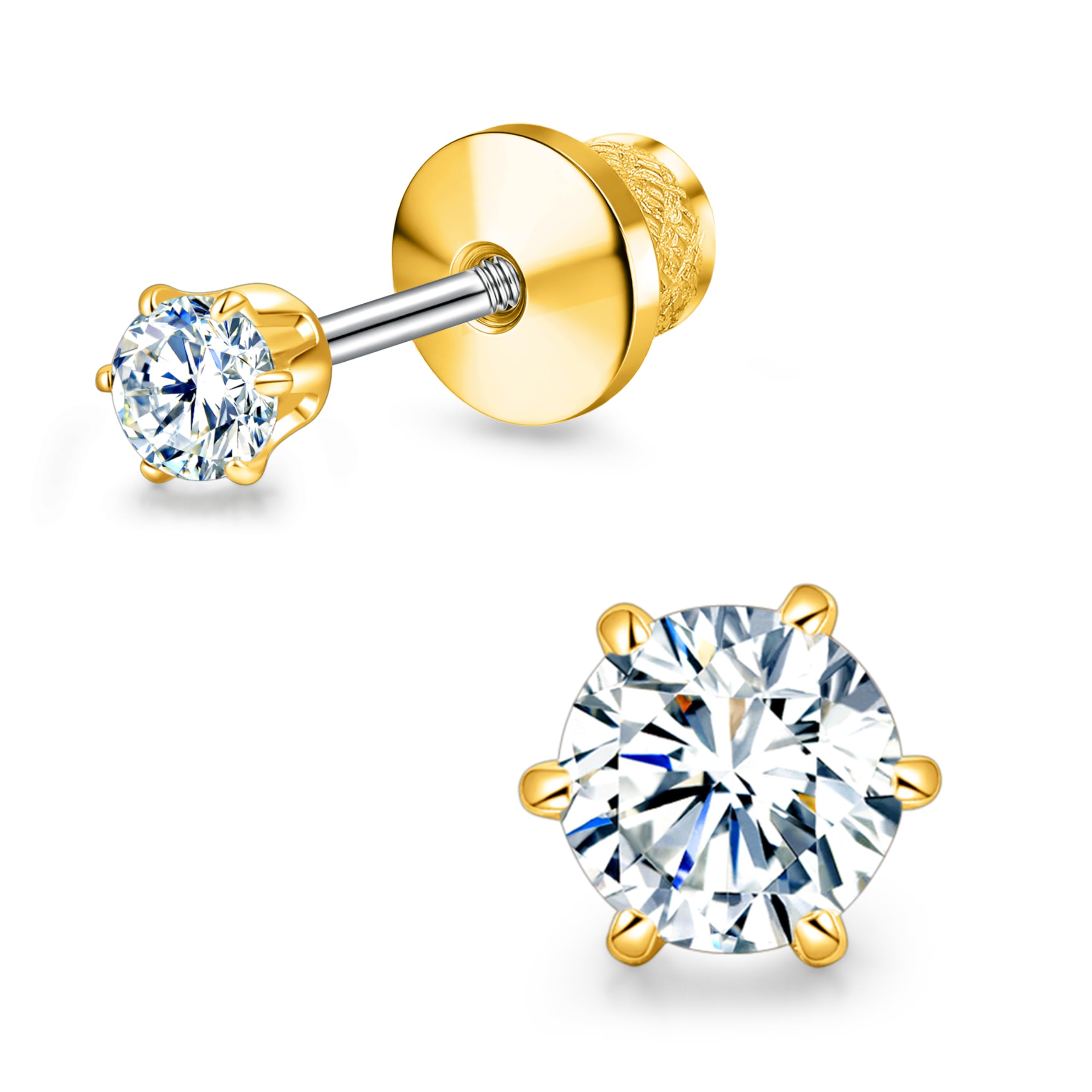 Limerencia Moissanite Stud Earrings G23 Titanium Hypoallergenic Screw Back Moissanite Earrings D Color VVS1 Clarity Jewelry Gifts for Women Men 0.2CT-