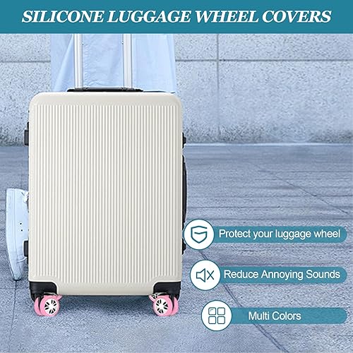 Miniatura 2 de hautllaif 8 piezas cubiertas de rueda de equipaje, cubierta protectora de rueda de maleta portátil cubiertas coloridas de silicona para ruedas de
