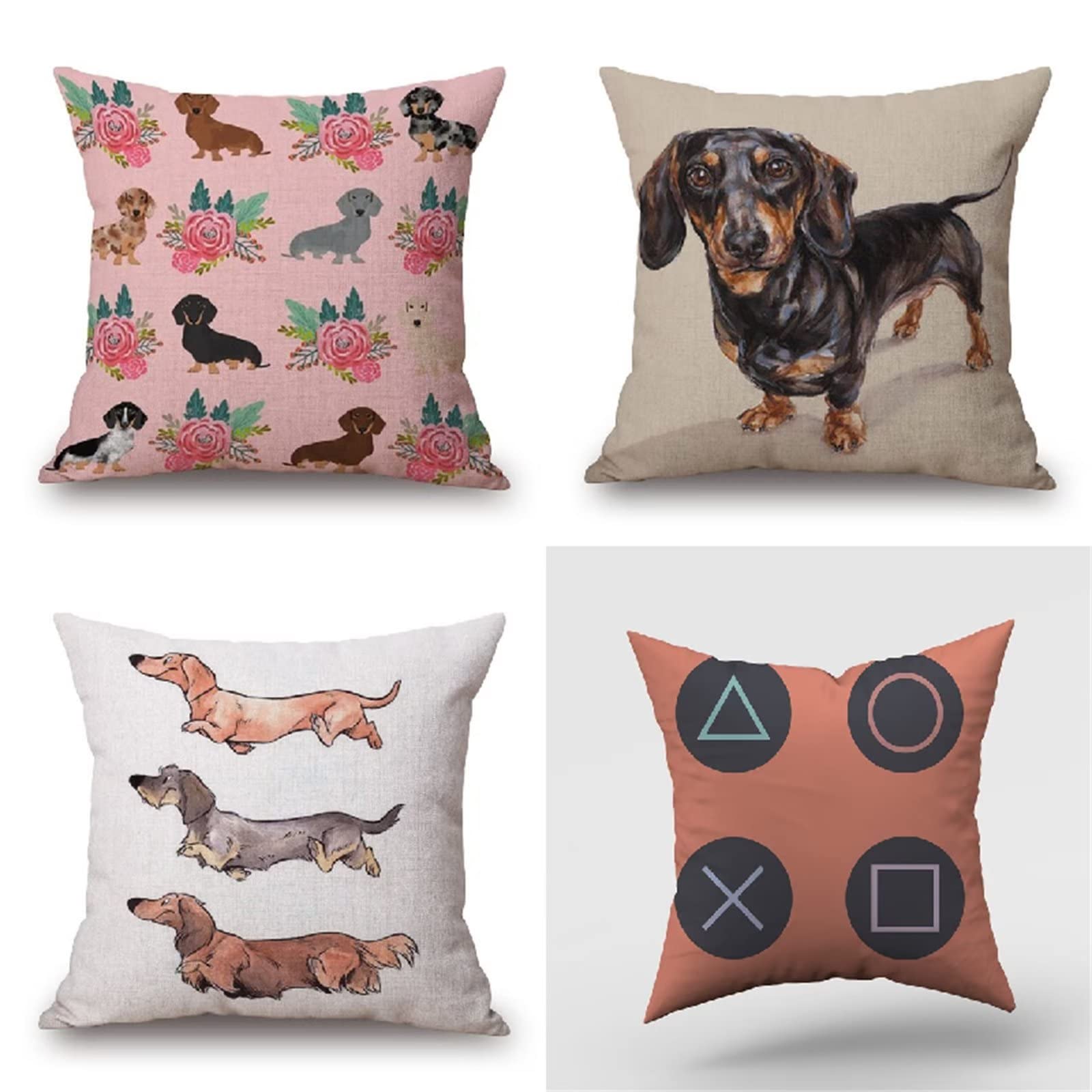 Cojines 60x60cm Animal Simple Cojines Decorativos para Sofa Moderna Decorativa Cojín Juego de 4 para Decoración Hogar Soft Almohadas cuadradas Funda de Cojín D-3012