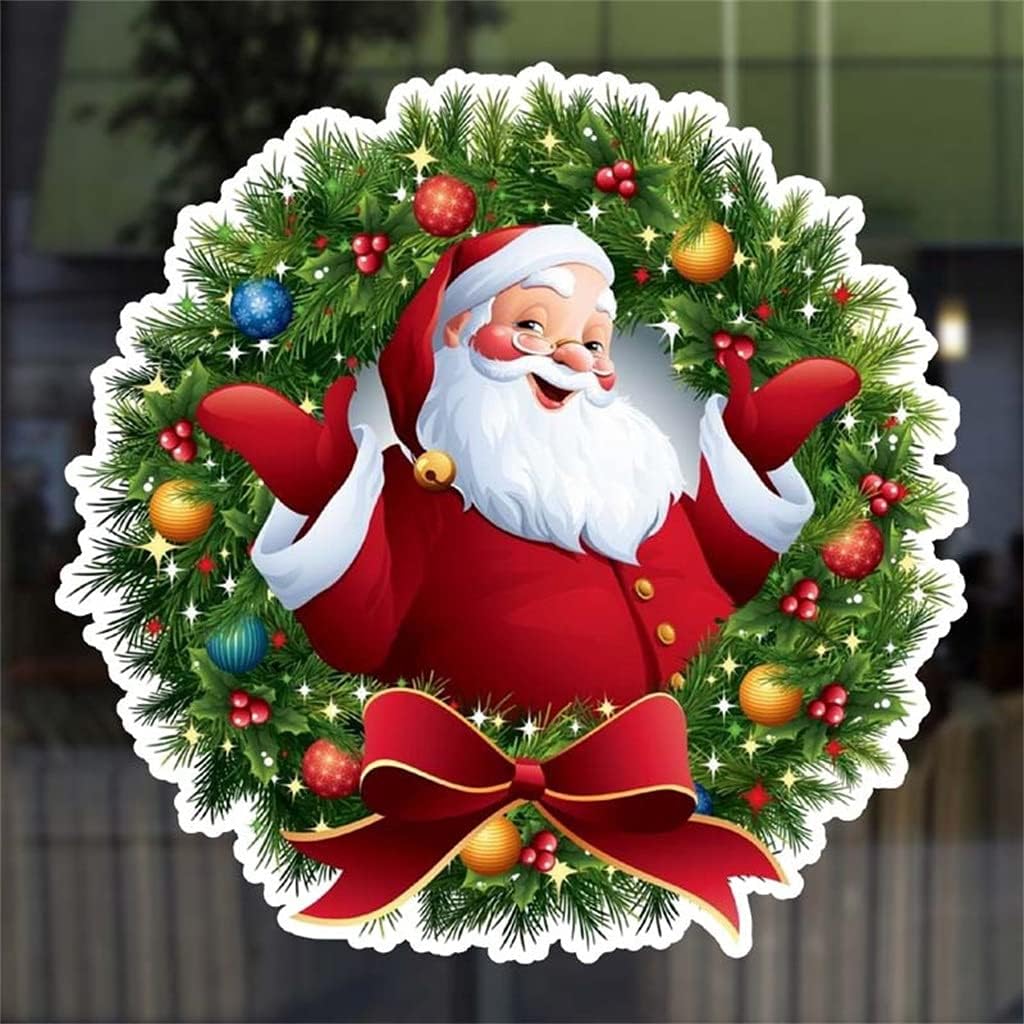 3 Pc Merry Christmas Stickers Santa Claus Sticker Wall Sticker Living Room Decoratio (Color : A Size : 28x28cm)