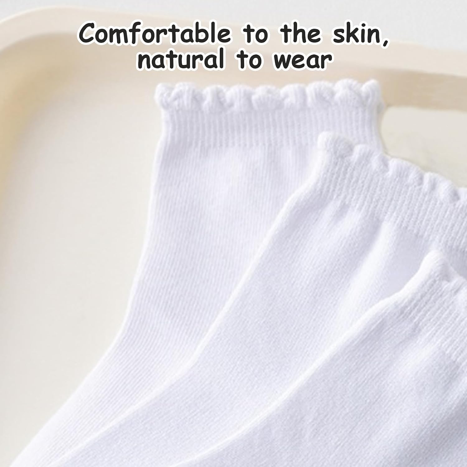 Toddler Girls Socks with Ruffle Solid Dress Socks White 4 Pairs 1-12 Years Spring Summer