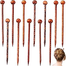 12Pcs Wooden Hairpin Styling Accessories Ethnic Design Assorted Color Hair Sticks for Group Activity Traditional Event Wood H