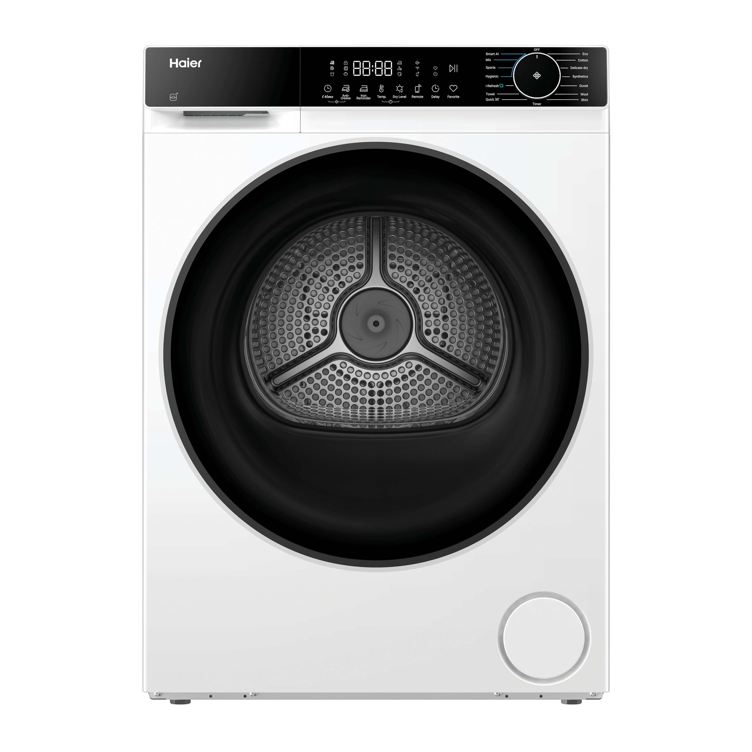 Haier X Series 5 9kg Freestanding Heat Pump Tumble Dryer, A++ Rated, Smart AI Drying, hOn App, 15 Programmes, White & Black Door, 66x60x85 cm - HD90-D357U1-UK