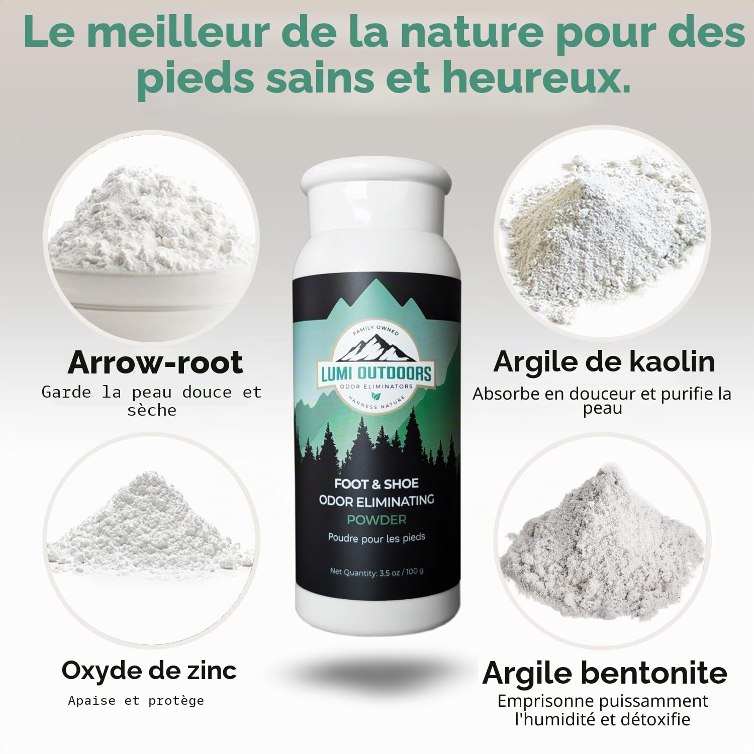 Lumi Outdoors Spray désodorisant naturel pour chaussures et poudre pour les pieds – Eucalyptus citron et poudre pour les pieds