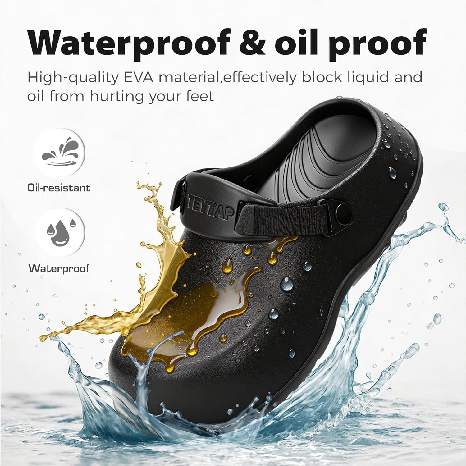 Arch Support Work Clogs Slip Resistant Recovery Shoes Closed Toe Waterproof for Chef Nurse Garden