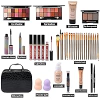 Vista 2 de Kit de maquillaje todo en uno, kit completo multiusos esencial con paleta de sombras de ojos, brillo de labios, base, rímel, lápiz de cejas
