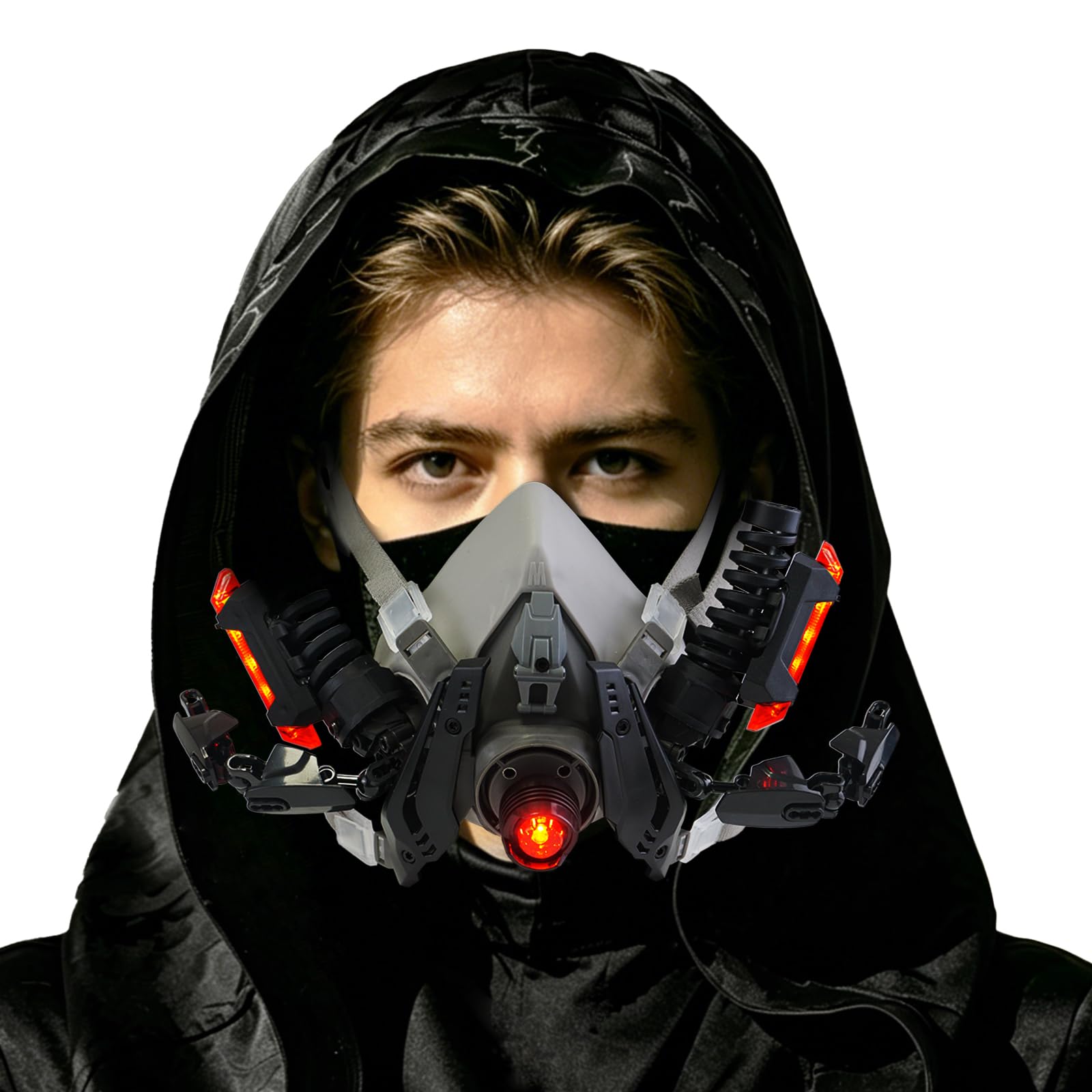 Marikito Masque punk LED demi-masque pour homme Techwear Helmet