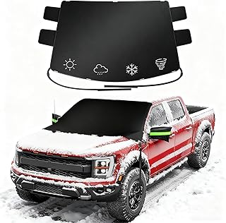 Wigoo 2026 Upgrade Car Windshield Cover for Ice and Snow, Windshield Snow Cover for Winter Snow & Frost – 600D Heavy Magnetic Anti-Hail Protector for Winter Weather, Fits Large SUVs & Trucks, X-Large