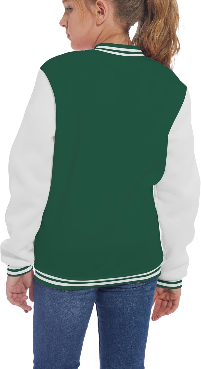 Mowbeat Kids Baseball Jacket Girls Bomber Jackets Boys Varsity Coats Top for Girl Sports Track Outerwear