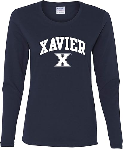 Camiseta de manga larga con logotipo de arco de la NCAA para mujer, color del equipo, universidad, universidad