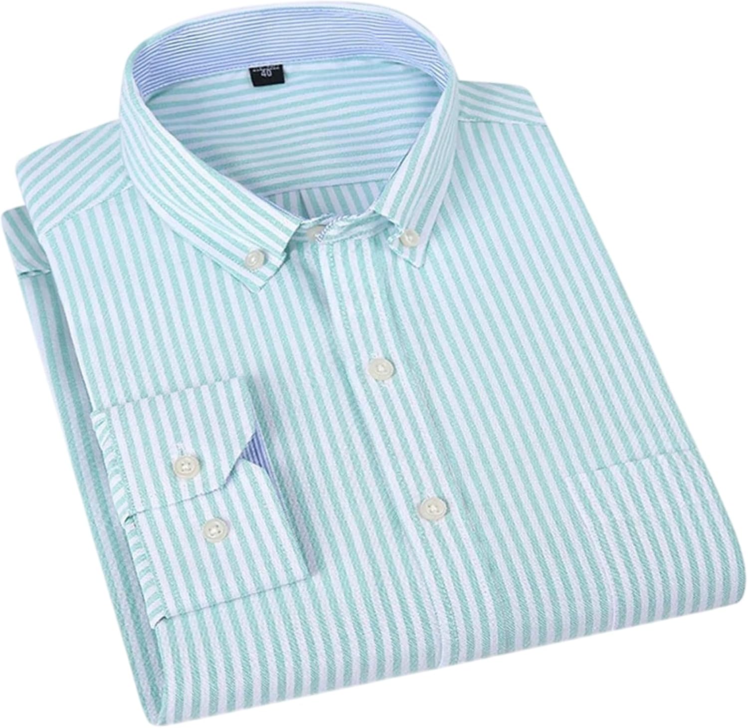 Printing Long Sleeve Shirts for Men Casual Slim Fit Cotton Plaid Tops