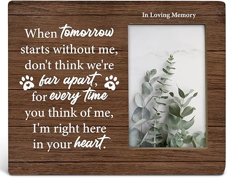 Memorial Gifts for Women Men, Sympathy Gifts for Loss of Loved One, Rustic When Tomorrow Starts Without Me Wood Picture Frame 8 x 10 Inch Tabletop and Wall Mounting Display Photo 4 x 6 Inch