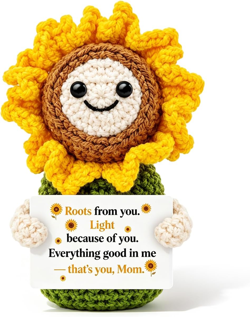 Sunflower Gifts for Mom from Daughter Son Positive Crochet Birthday Gift