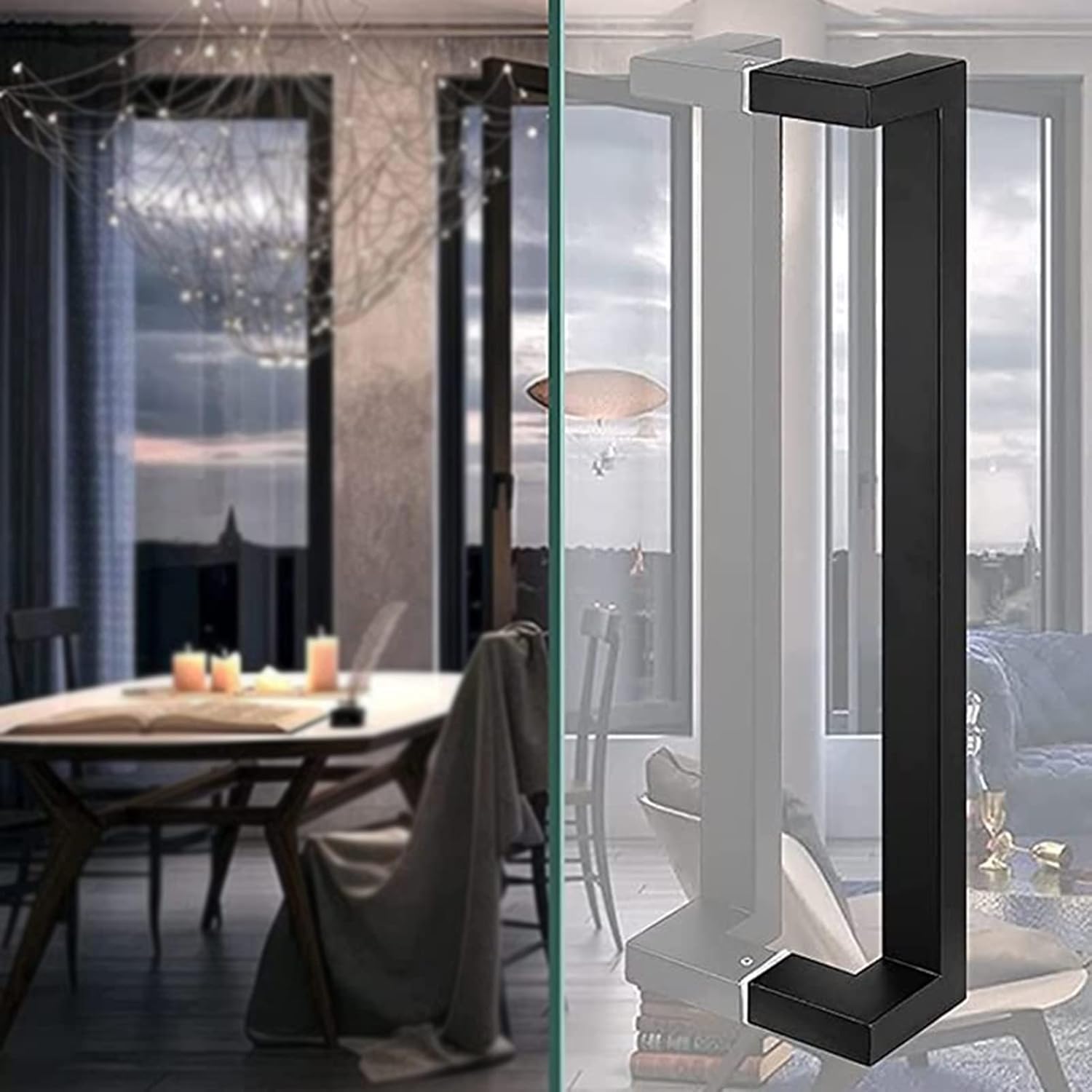 Matte Black Shower Door Handle,Double-Sided Rectangle Modern Commercial Entrance Barn Door Handle,Shop Shower Glass Door Decoration