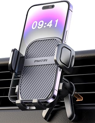 Pnitri Handyhalterung Auto, Lüftung Schutz Auto Handy Halterung Ständer mit Hakenclip und Beine Doppelte Unterstützung 360° Drehbar KFZ Handyhalter Auto für iPhone Android Smartphone (4.0”-7.0”)