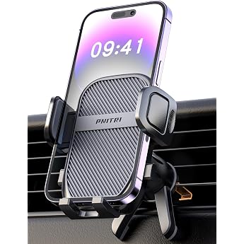 Pnitri Mobile Phone Holder Car Ventilation Protection Car Mobile Phone Holder Stand with Hook Clip and Legs Double Support 360  Rotatable Car Mobile Phone Holder Car for iPhone Android Smartphone 4.0 - 7.0 Inches