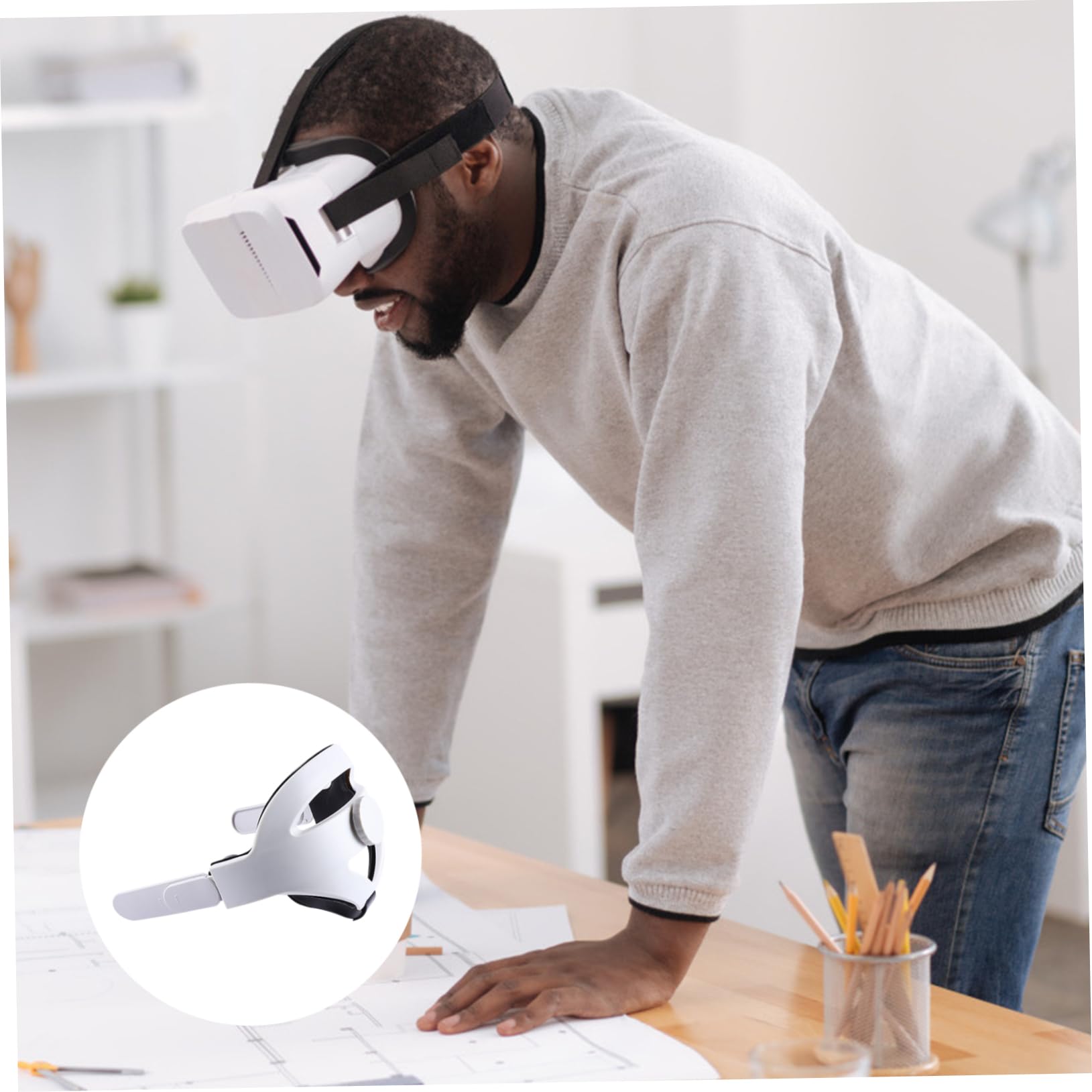 SHINEOFI Cinturino per Testa per Visore Vr Cuscinetto per Testa Fascia Protettiva Antiscivolo Supporto e Stabilità Migliorati
