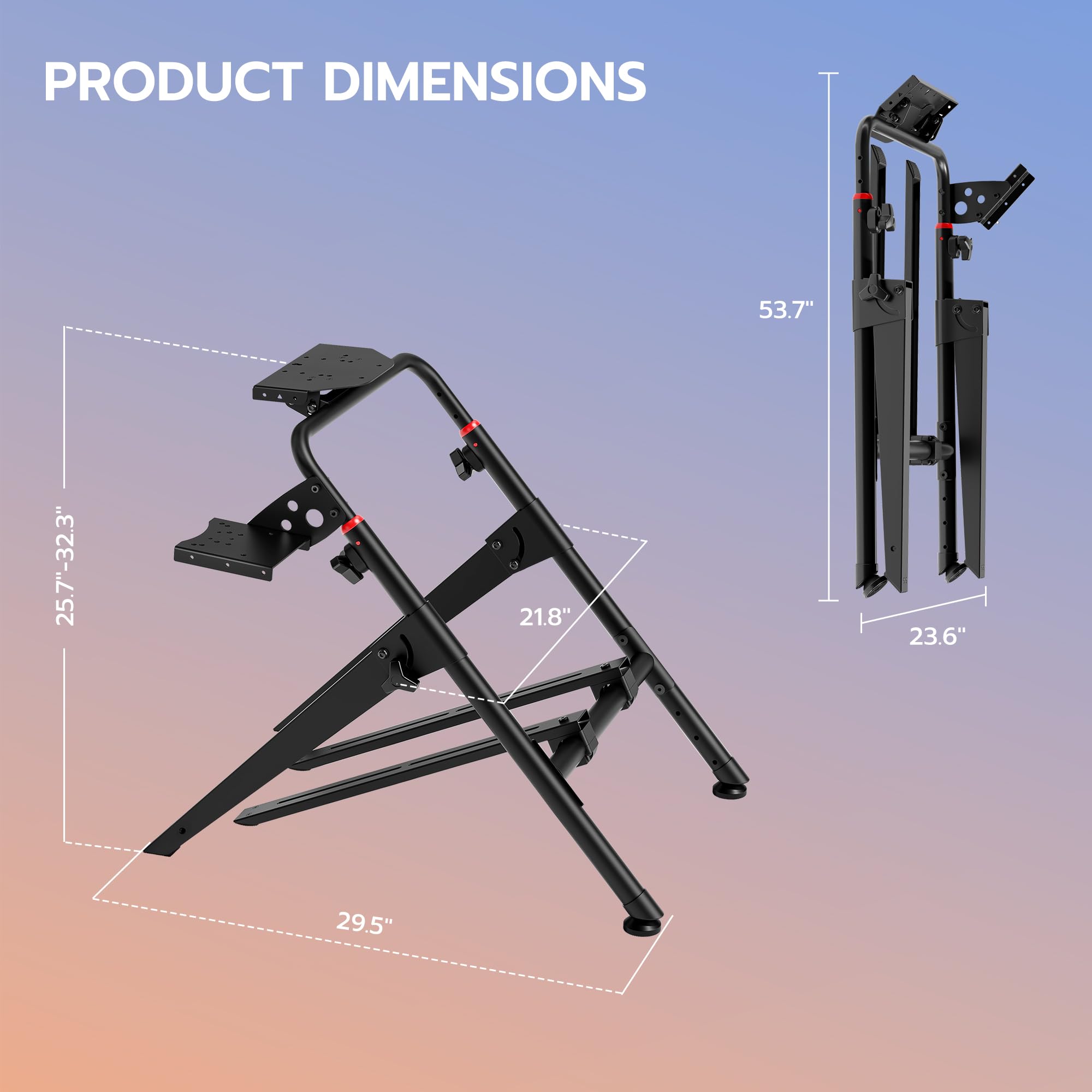 ARES WING Soporte de volante plegable para SIM Racing | COMPATIBILIDAD AMPLIA: Compatible con Fanatec, Thrustmaster, Logitech y Moza, para PS4, Xbox y PC