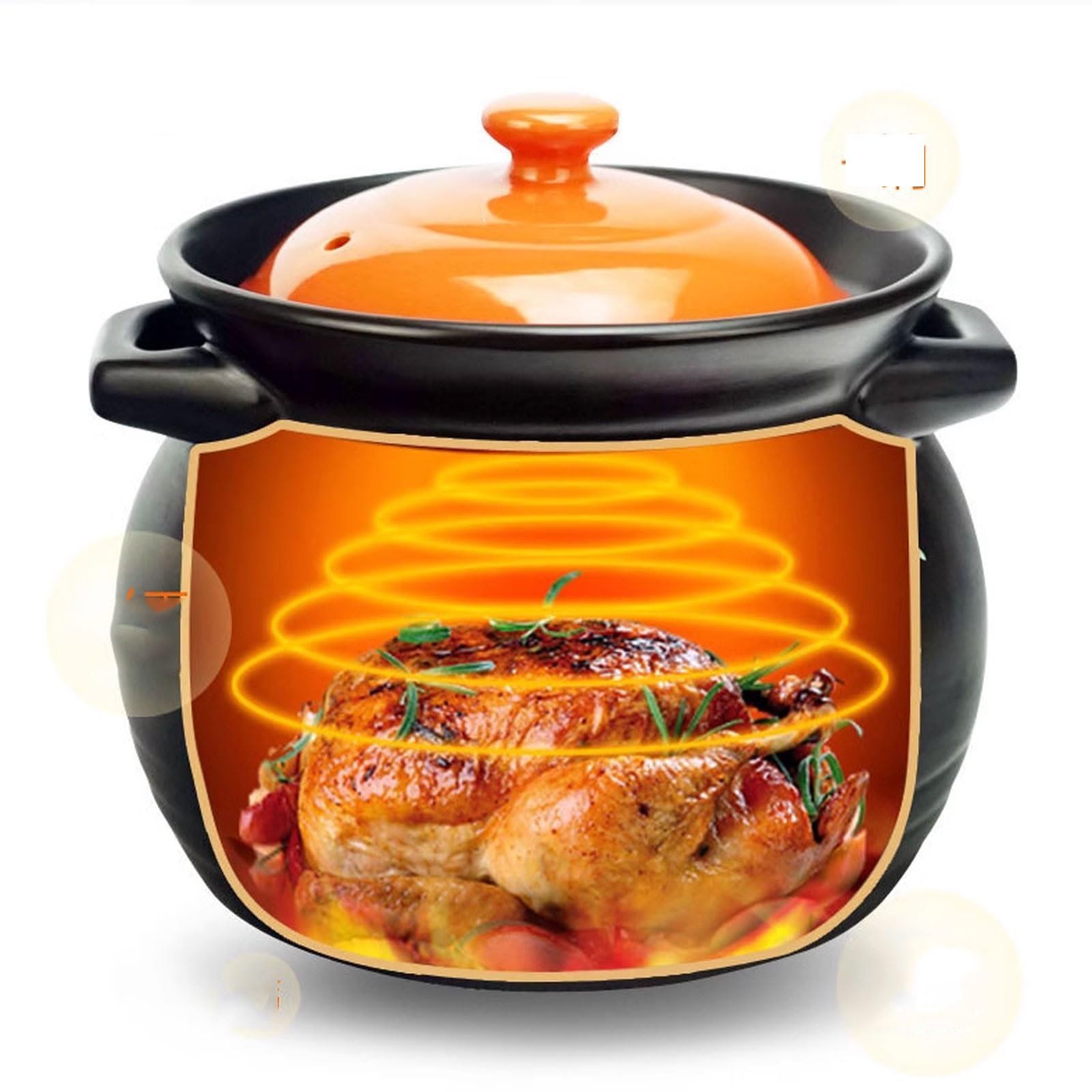Casseruola in ceramica smaltata con coperchio, pentola resistente ed elegante, perfetta per servire e cuocere piatti, ideale per pasti e riunioni in famiglia
