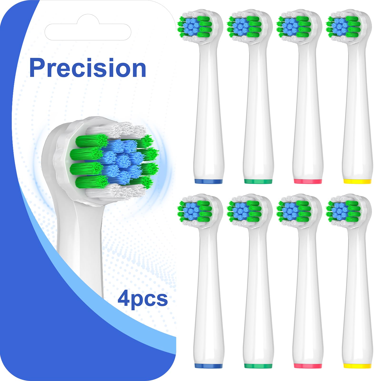 8 Count Precision Refills Replacement Heads Compatible with Oral B Braun for Sensitive Care, Brush Heads Compatible with Oral B Pro 1000/500/Genius x