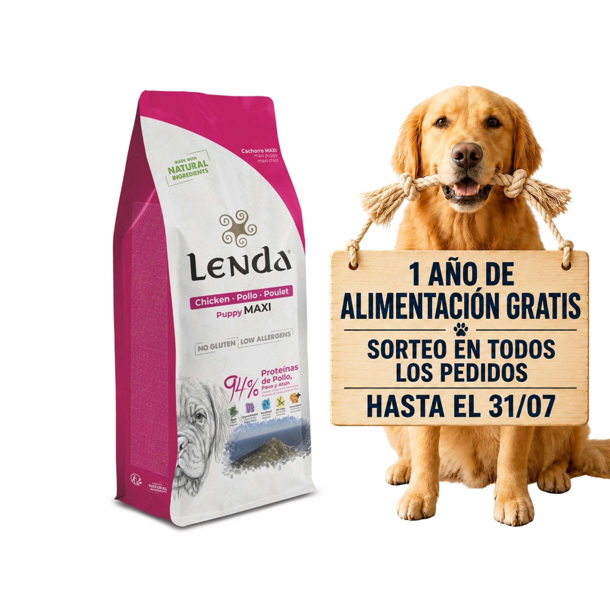 Lenda Puppy Maxi 12KG - Pienso para Perros Cachorros de Razas Grandes y Gigantes | Comida para Perros Rica en Pollo |Pienso Hipoalergénico | Natural