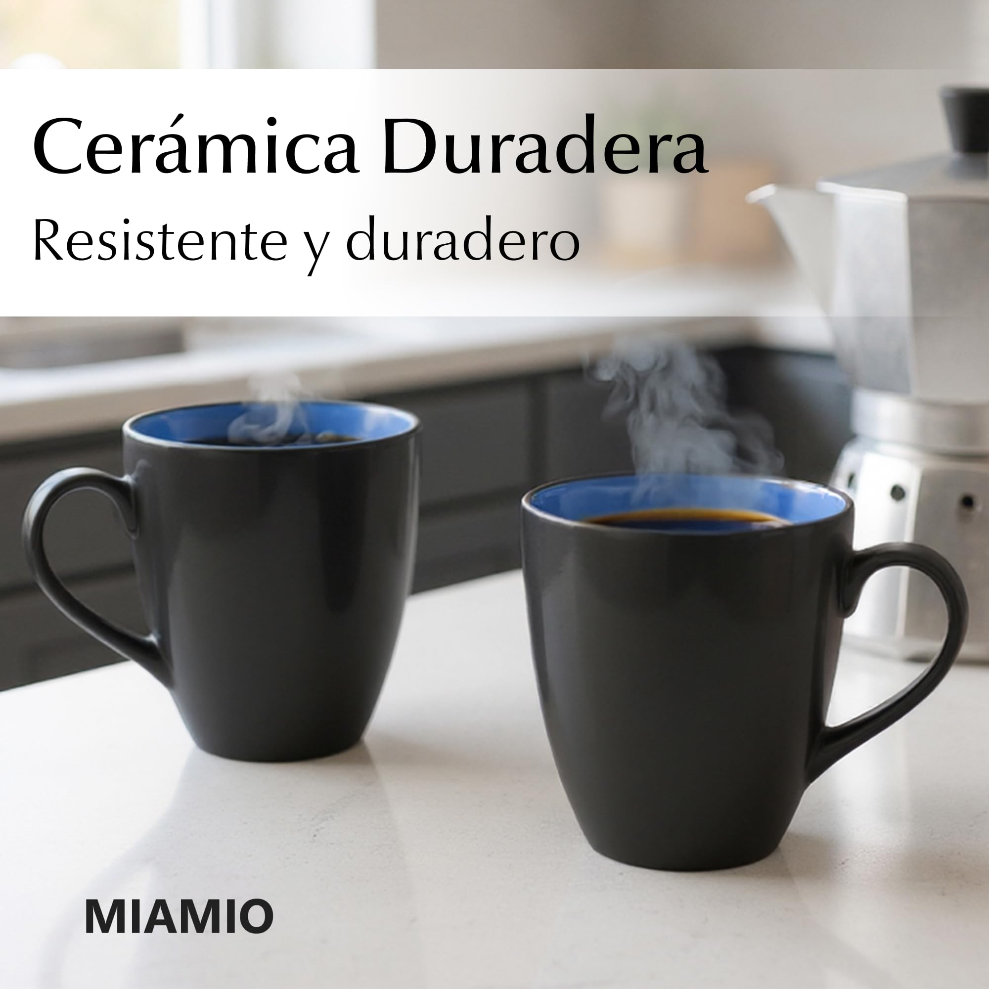 MIAMIO - 6 x 350 ml Juego de Taza de Café/Copa de desayuno - Le Papillon Colección (Negro-Azúl) — view 5