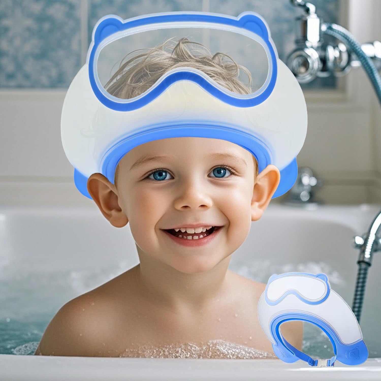 Kresal Baby Hair Washing Shield, Goggles Shape Adjustable Shower Cap, Kids Bath Visor, Waterproof Shampoo Shield for, Baby Bathing Cap for Hair Washing, Eye Protection Bath Accessory for Kids-image-32