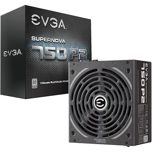 EVGA SuperNOVA 750 P2, 80+ PLATINUM 750W , Fully Modular , EVGA ECO Mode, 10 Year Warranty , Includes FREE Power On Self Tester, Power Supply 220-P2-0750-X1,Black