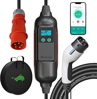 Wallbox 11KW 3-phasig 16A Typ 2 Ladekabel mit CEE Stecker, IP65 Mobile Wallbox Ladestation mit Einstellbarer Ladeleistung, APP-Steuerung Tragbare EV-Ladestation für IEC 62196-2 (5 Meter)