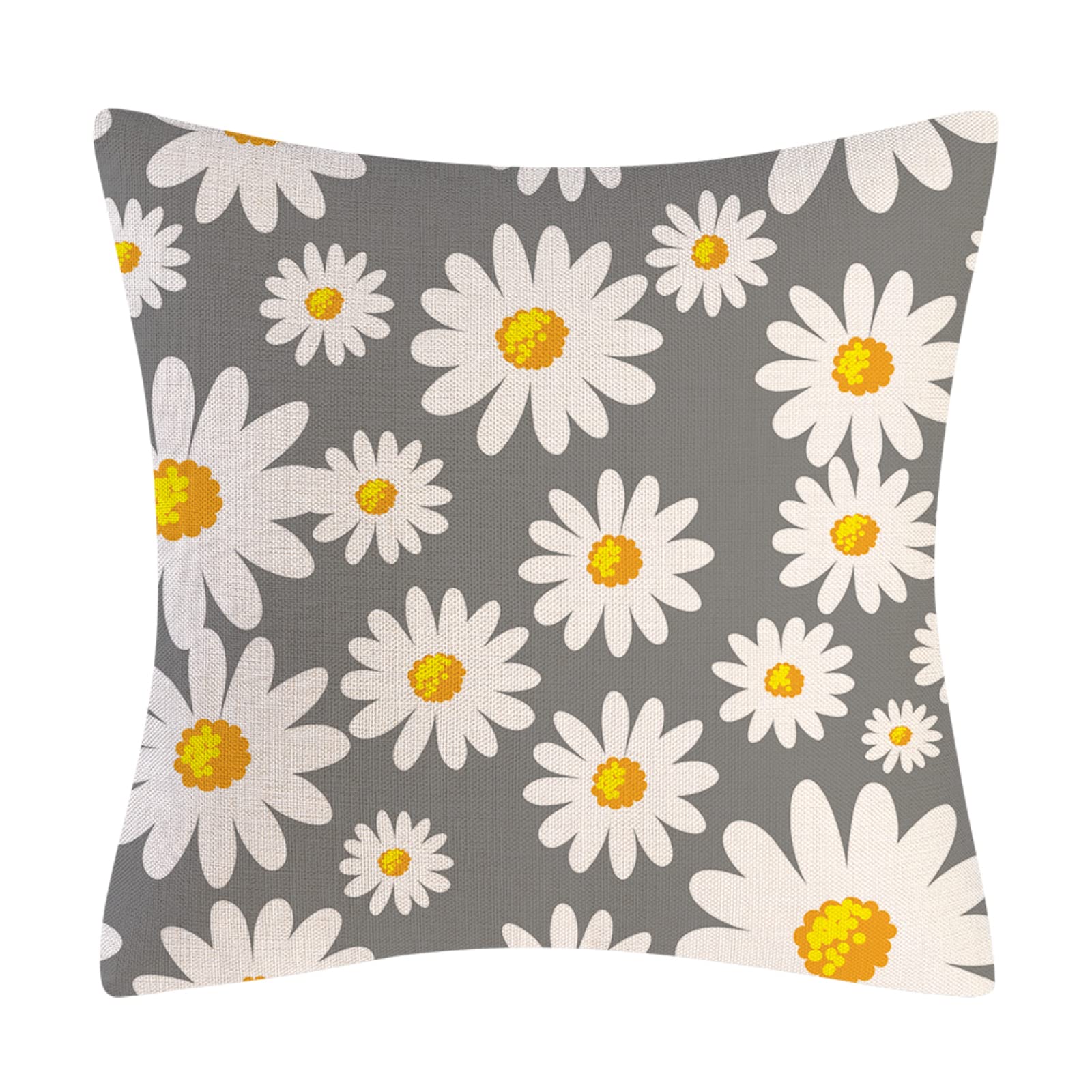 Set di 4 federe per cuscino a forma di margherita, in lino, 40 x 45 cm, per divano letto, casa, auto, giardino, idea regalo (grigio)