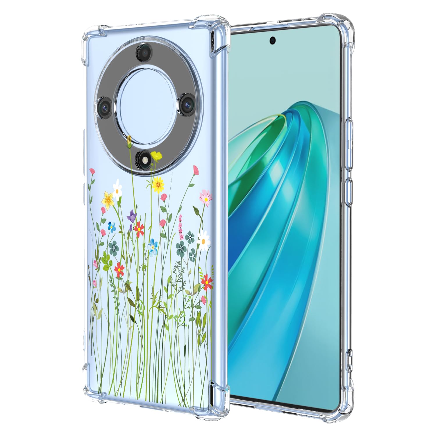 GTBDEKI Honor X9A/X40/Magic 5 Lite Clear Case, Flower Garden Patterns, Protective TPU, Compatible Phone Model: RMO-NX1, Silicone, Slim Fit,