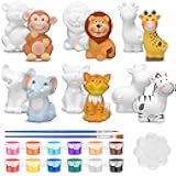 Gemscream 6 Sets Animal Painting Craft Kits Wild Animal Ceramics to Paint Safari Ceramics Ready to Paint for Activities Figurines Art Supplies Gifts(Jungle)