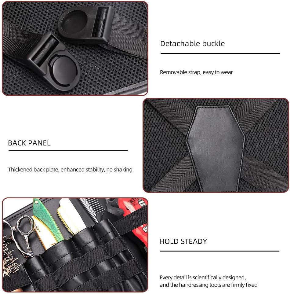 Hairdresser Scissor Holster Pouch Bag, Leather Chest Rigs Bag Vest,Haircut Tools&Hairdresser Scissor Shears Bag，PU Leather Hairdresser Scissor Bag Haircut Tools Storage Chest Bag （Black,only Bag