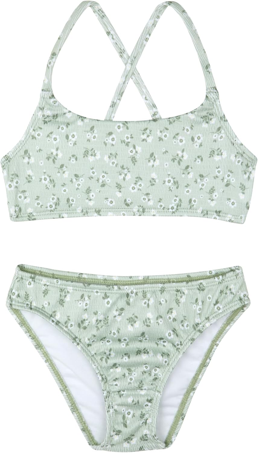 Gottex Kids Ditsy Dream Textured Criss Cross Strap Swim SetChlorine Fade Resistant and Built-in UPF UV 50+ Protection