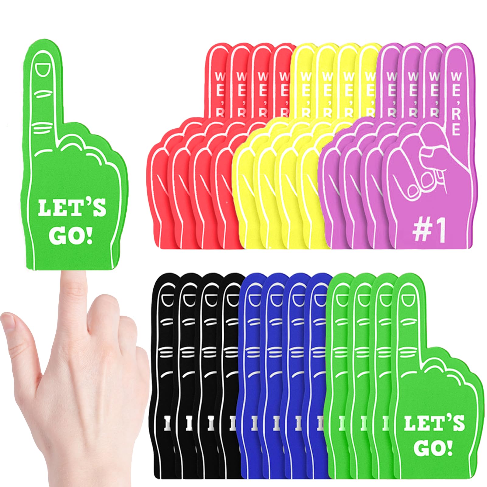 FengRMaT 24 Pieces Mini Foam Finger Sports Party Favors Sports Fan Foam Finger #1 Baseball Football Soccer Team Cheerleader Gifts for Sports Themed