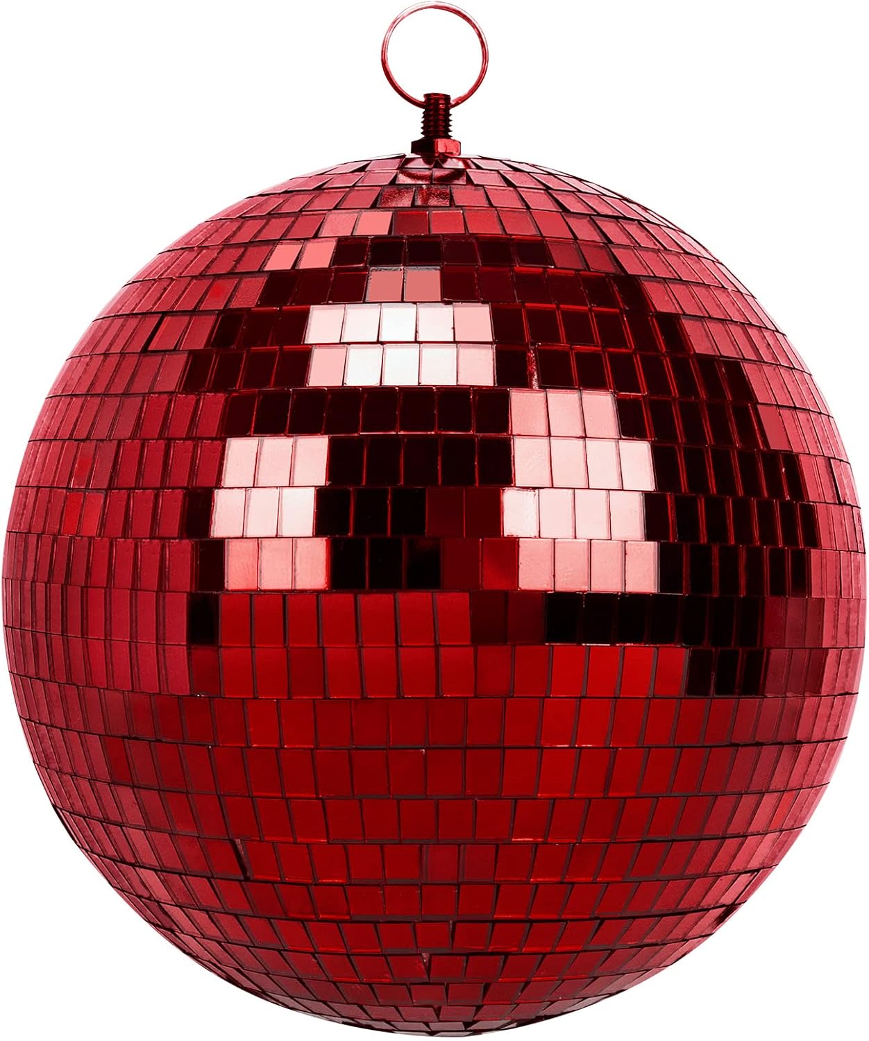 8 Inch Mirror Ball for Disco DJ Club Party Wedding Home Decor, Muscab Disco Ball with Hanging Ring, Red