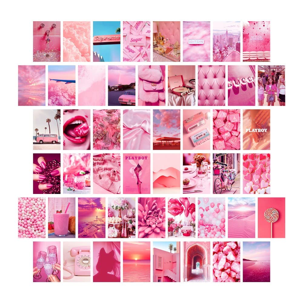 Buy Vintage Wall Collage Kit Aesthetic Pictures Pink＆Orange, 50PCS s for Room Aesthetic