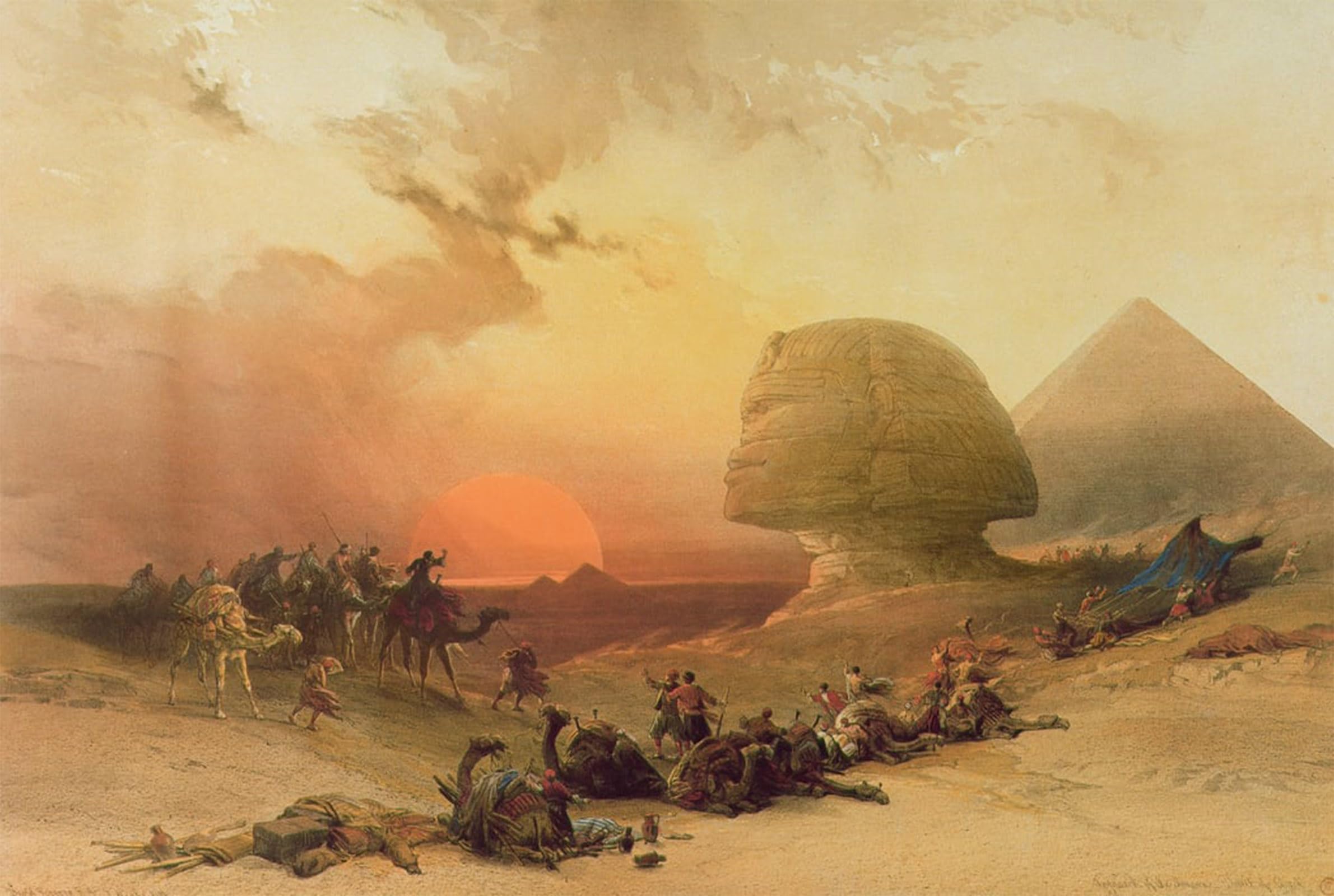 ARTXLXXBN Famous Print Painting Colorful Art Print the Sphinx At Giza by David Roberts Canvas Art Decorations for Home Decor 60x90cm
