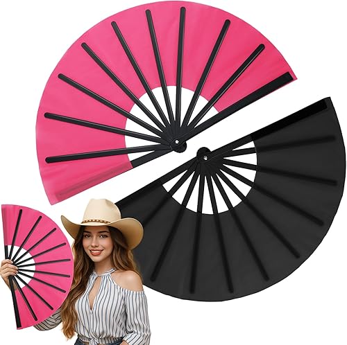Miniatura 40 de Maitys 2 piezas de abanico de mano plegable grande para baile en línea, abanico de nailon plegable para festival chino de Kung Fu, manualidades,