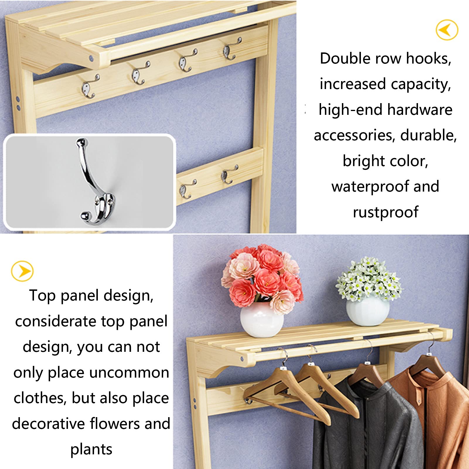 Portabiti Autoportante JEFEE – 1 Livello Con Ripiano – 54x46x140 Cm – Nero – Organizer Per Ingresso E Camera