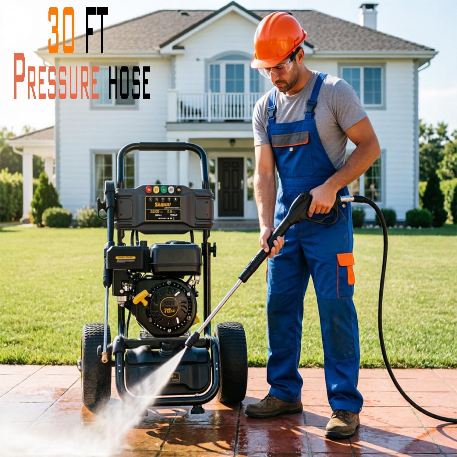Gas Pressure Washer, 3500 PSI Pressure Washer,2.6 Gpm Power Washer,30 ft Pressure Hose,Heavy-Duty,Axial Cam Pump, for Siding, Driveway, House, Car, RV, Paint Preparation etc