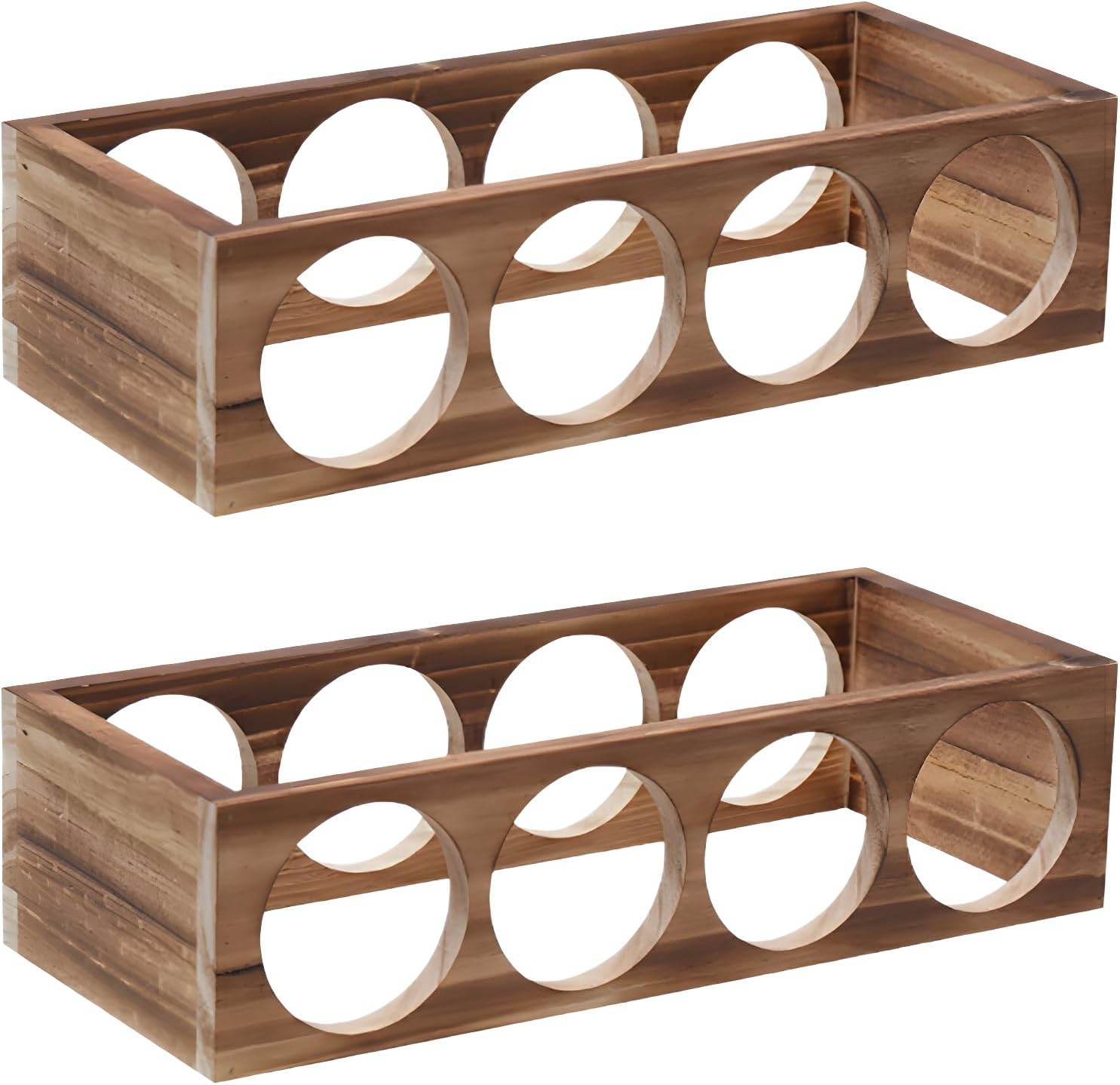 LITFAD Stackable Wood Wine Bottle Rack Pine Bottle Holder Modern Display Stand for Tabletop/Countertop Display - 1 Piece Brown 17" L x 7" W x 4" H