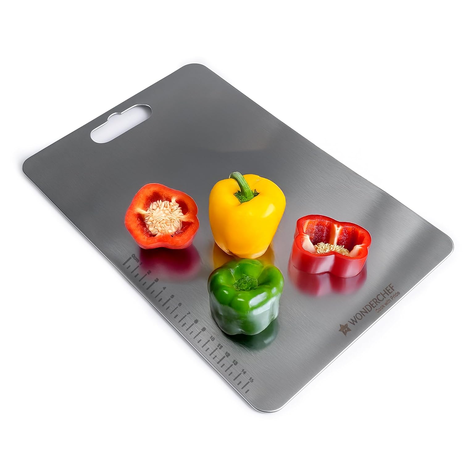 Wonderchef Ambrosia Stainless-steel Vegetable Chopping Board for Kitchen | Heavy-duty Material | Crack and Warp Resistant...
