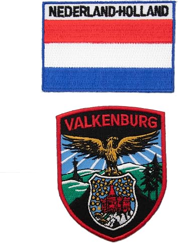 A-ONE - The Netherlands Valkenburg Shield Patch + Holland Flag Embroidered Patch, Applique Patches, Country Flag No. 141C