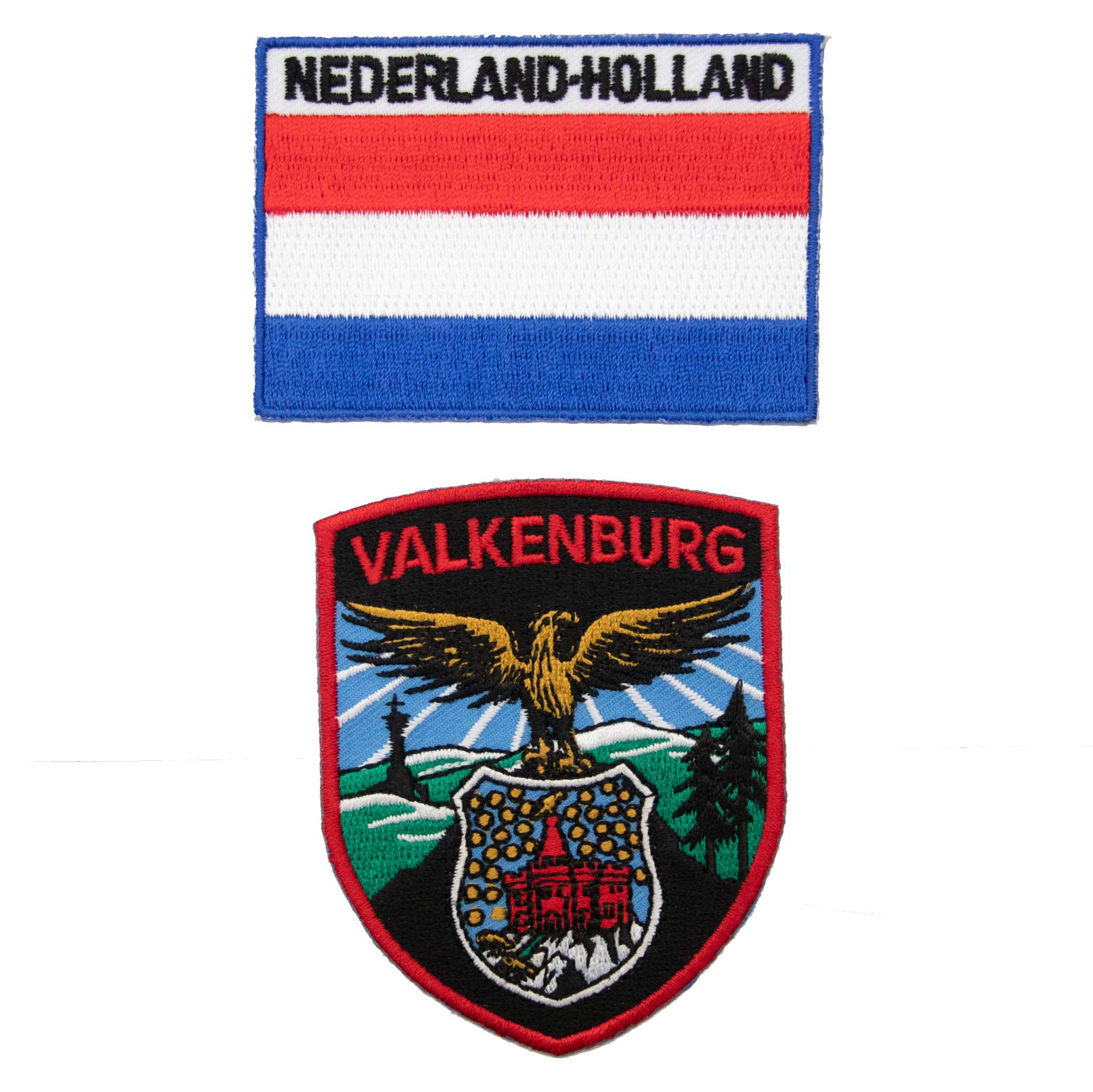 A-ONE 2 PCS Pack- The Netherlands Valkenburg Shield Patch + Holland Flag Embroidered Patch, Applique Patches, Country Flag